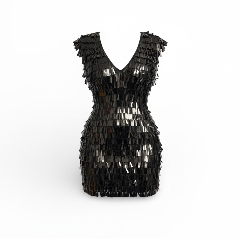 Aneesha Paillette Mini Dress - Black - Picture 3 of 7